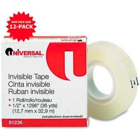 UNIVERSAL Universal Invisible Tape, 1/2" x 1296", 1" Core, Clear UNV81236***